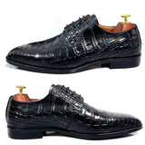 Blue Black Crocodile Pattern Oxford Shoes Men Dresses Shoes - Tophatter Daily Deals
