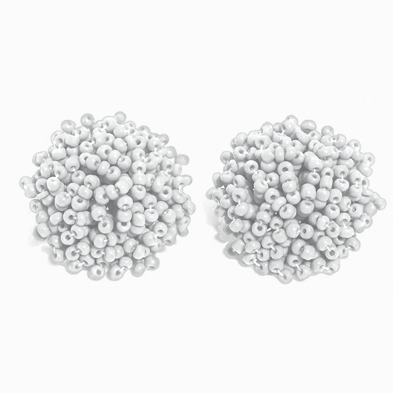 Fashion Handmade Beaded Stud Earrings White Earrings - Tophatter Daily Deals