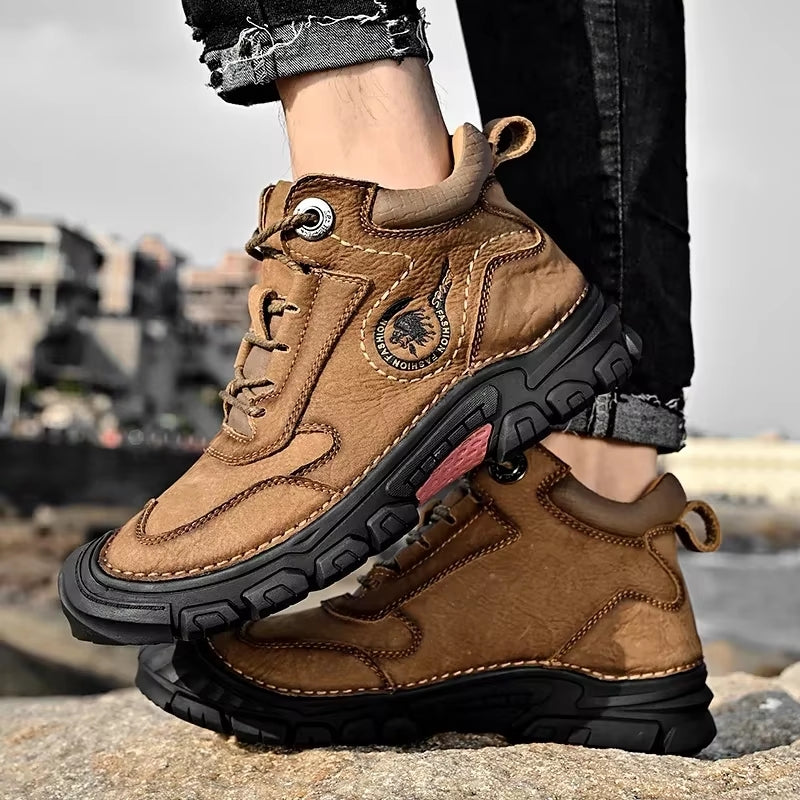 Winter Wear-resistant Ankle Mountaineering Boots Men Dresses Shoes - Tophatter Daily Deals
