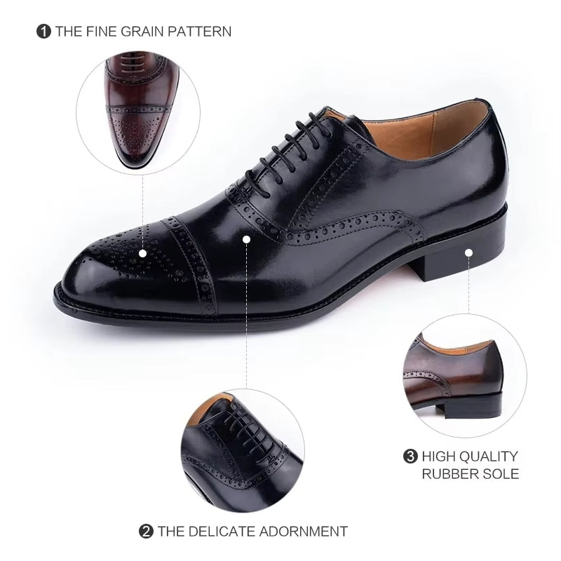 Genuine Cowhide Formal Office Classic Brogue Shoe Men Dresses Shoes - Tophatter Daily Deals