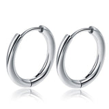Unisex Stainless Steel Hoop Earrings Silver Earrings - Tophatter Daily Deals