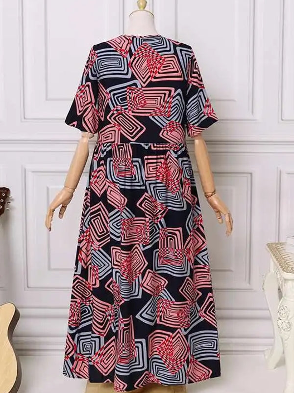 Geometric Printed Dress Robe Bohemian Maxi Long Dresses Maxi Dresses - Tophatter Daily Deals