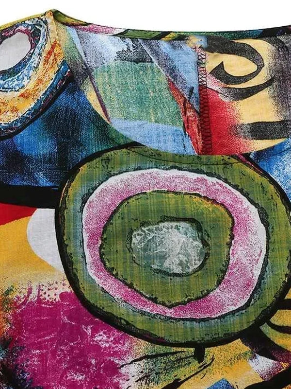 Beautiful Long Short Sleeve Abstract Print Dress Maxi Dresses - Tophatter Daily Deals