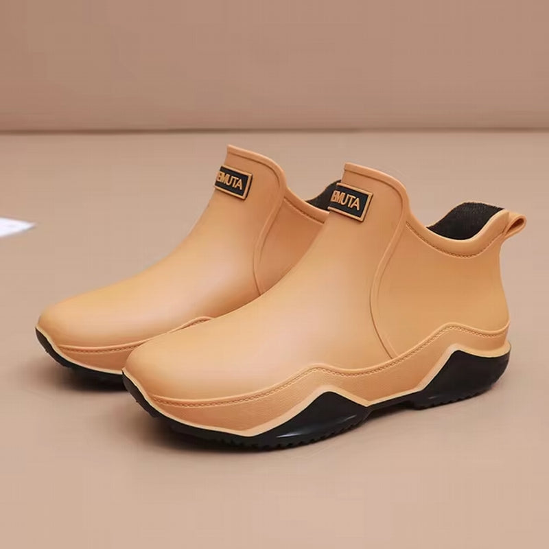 Unisex Rain Shoes Ankle Women Waterproof Shoes Brown Boots - Tophatter Daily Deals
