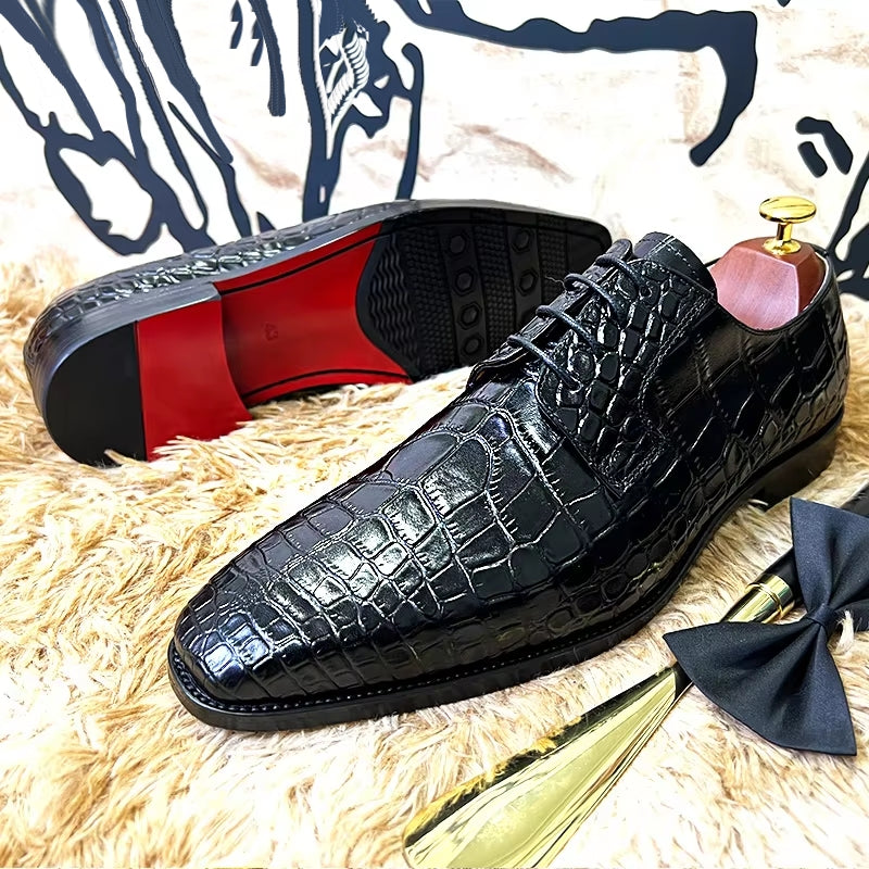 Blue Black Crocodile Pattern Oxford Shoes Men Dresses Shoes - Tophatter Daily Deals