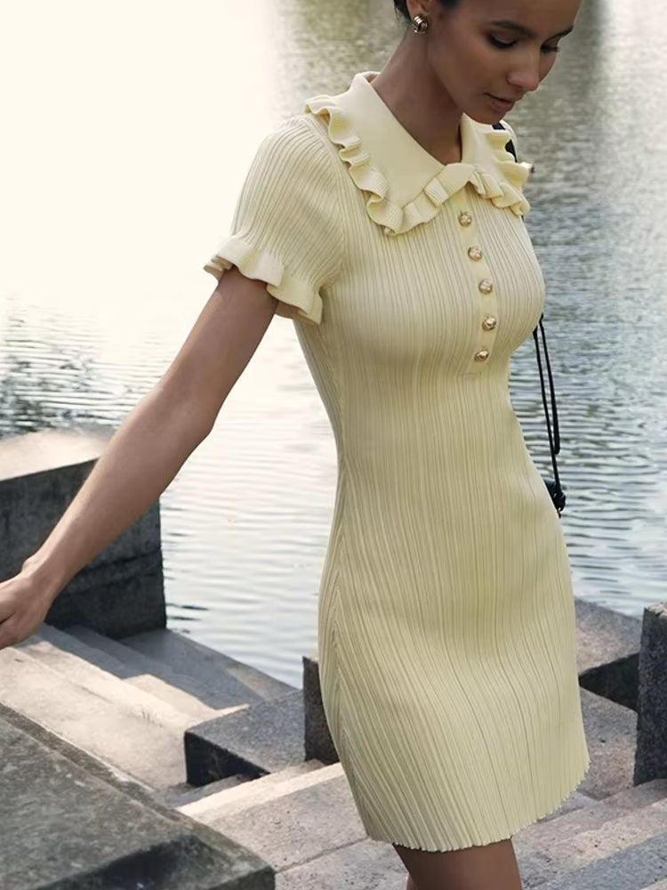 Ruffled Mini Dresses For Women Beige Mini Dresses - Tophatter Daily Deals