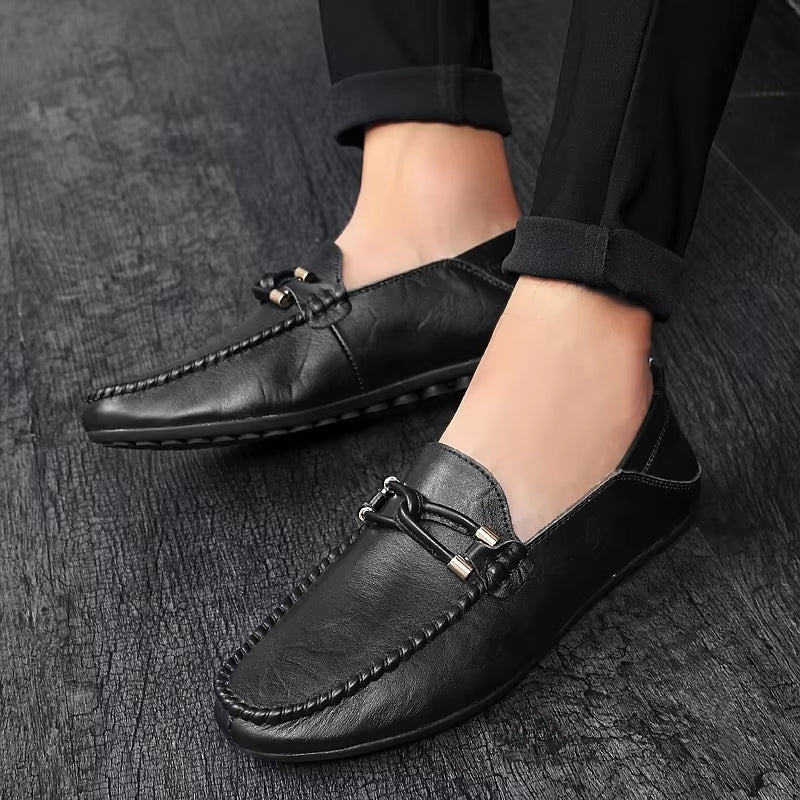 Men Casual Shoes Breathable Slip on Loafers Black Men Dresses Shoes - Tophatter Daily Deals