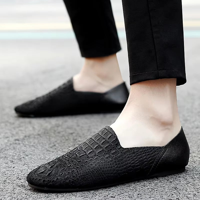 Men Loafer Comfortable Made Crocodile Pattern Shoes Men Dresses Shoes - Tophatter Daily Deals