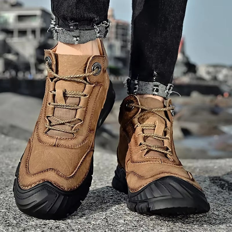 Winter Wear-resistant Ankle Mountaineering Boots Men Dresses Shoes - Tophatter Daily Deals
