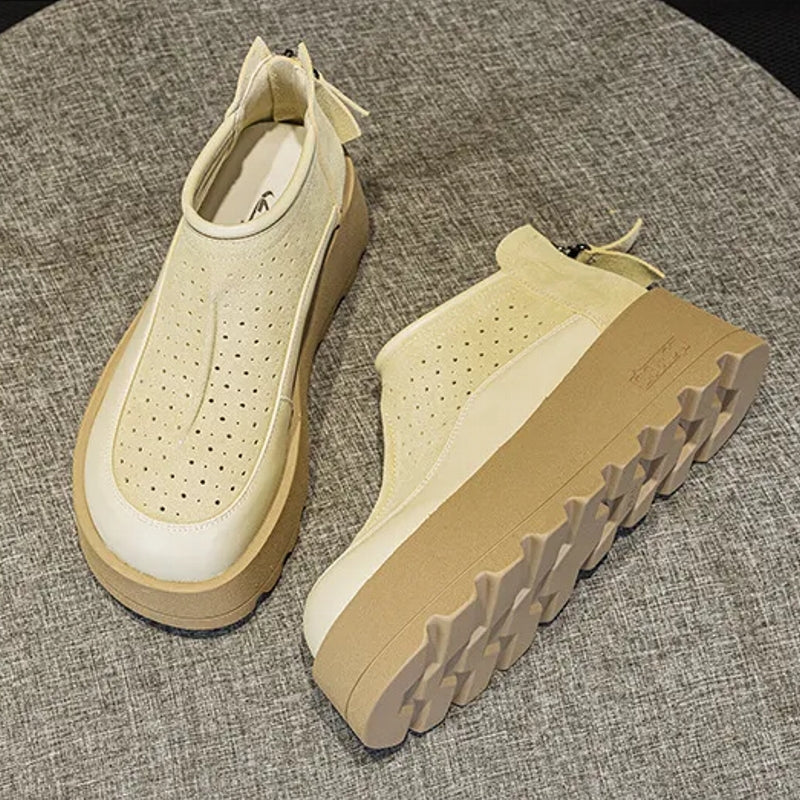 Women Suede Cow Causal Shoes Wedge Flats 6CM Casual Women Shoes - Tophatter Daily Deals