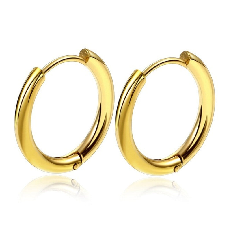 Unisex Stainless Steel Hoop Earrings Gold Earrings - Tophatter Daily Deals