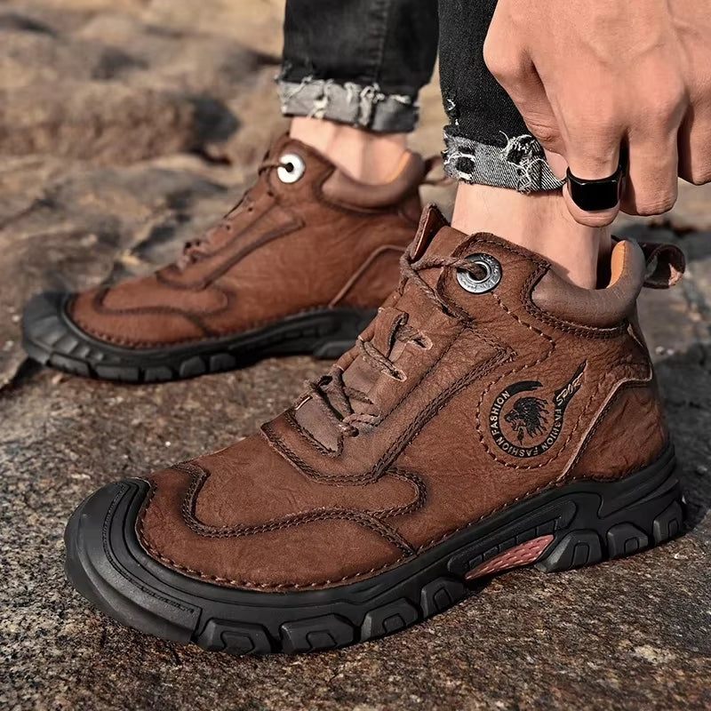 Winter Wear-resistant Ankle Mountaineering Boots Men Dresses Shoes - Tophatter Daily Deals