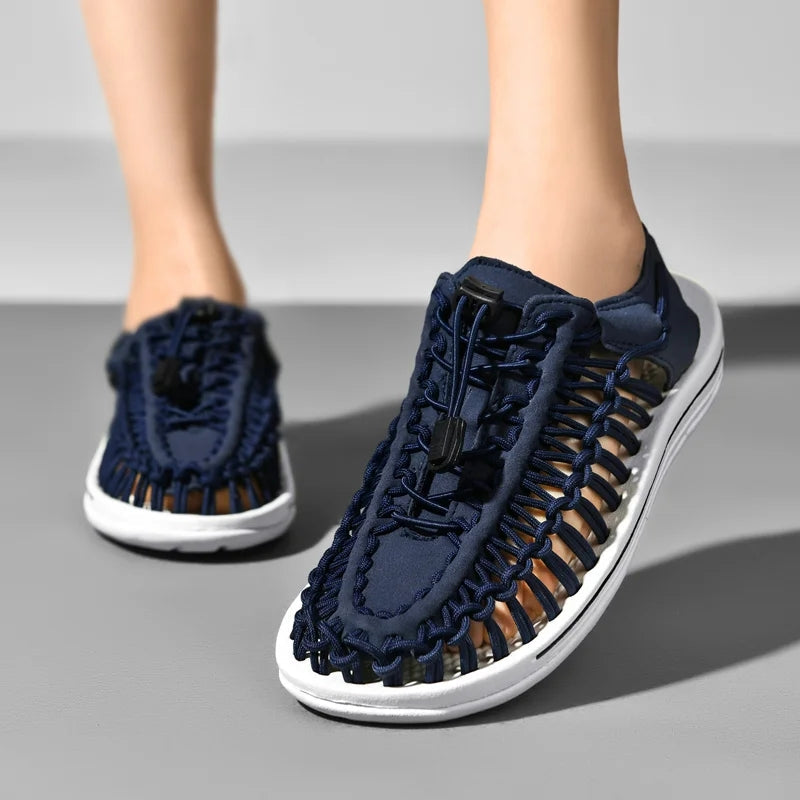 Fashion Handmade Weaving Design Beach Couples Sandals Men Sandals - Tophatter Daily Deals