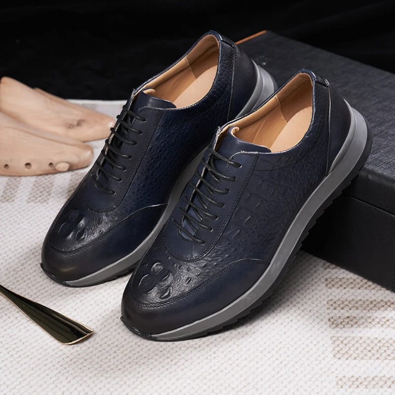 Men Genuine Leather Crocodile Pattern Casual Sneakers Men Dresses Shoes - Tophatter Daily Deals