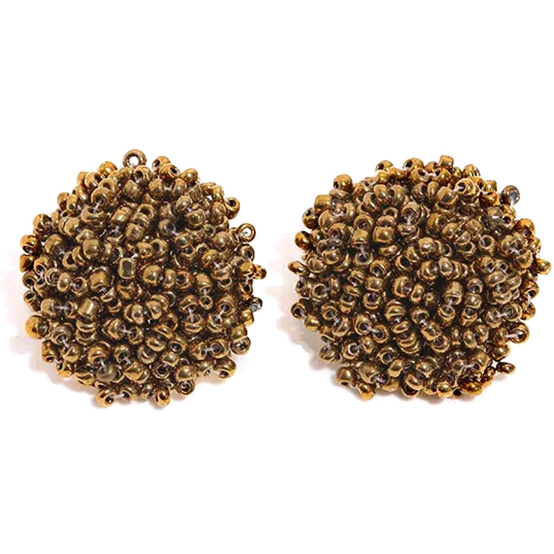 Fashion Handmade Beaded Stud Earrings Brown Earrings - Tophatter Daily Deals