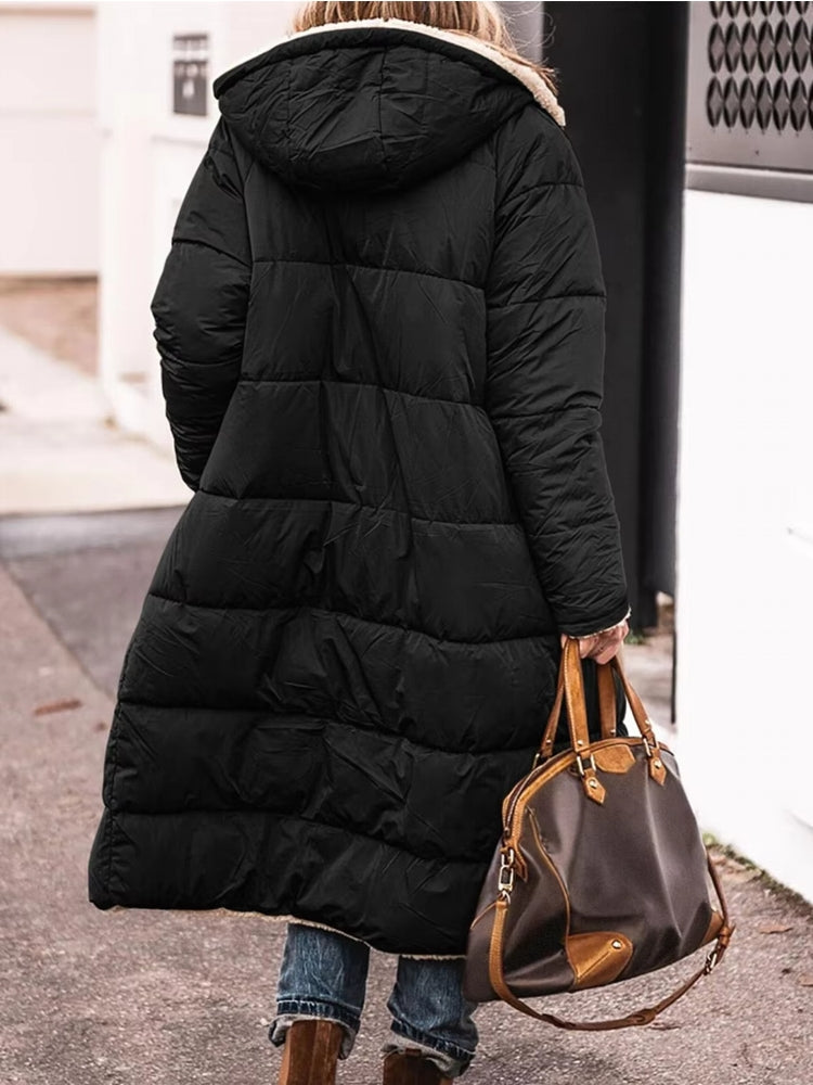 Fashion Winter Hooded Solid Reversible Thick Coat Coats & Jackets - Tophatter Daily Deals