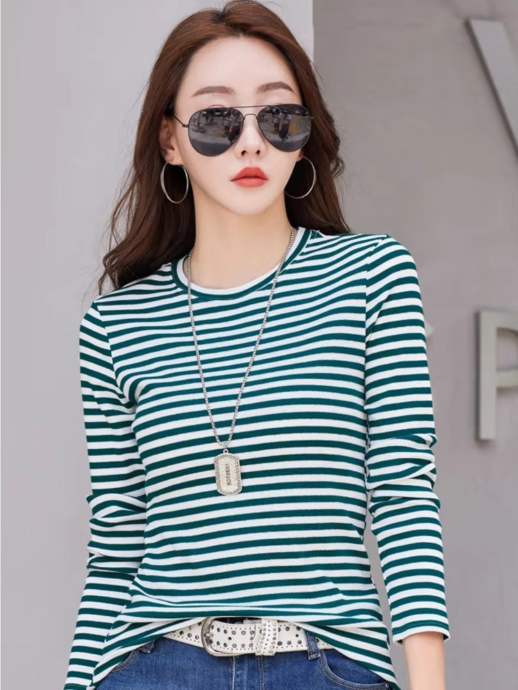 Perfect Blend of Style and Comfort Striped T-Shirt Blouses - Tophatter Daily Deals