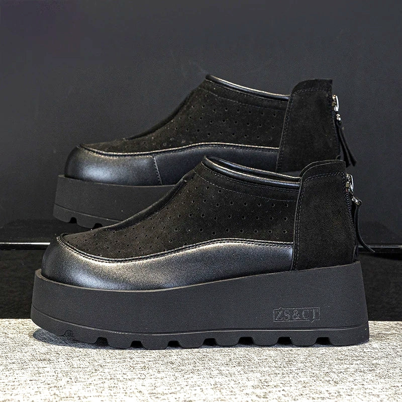 Women Suede Cow Causal Shoes Wedge Flats 6CM Black Casual Women Shoes - Tophatter Daily Deals