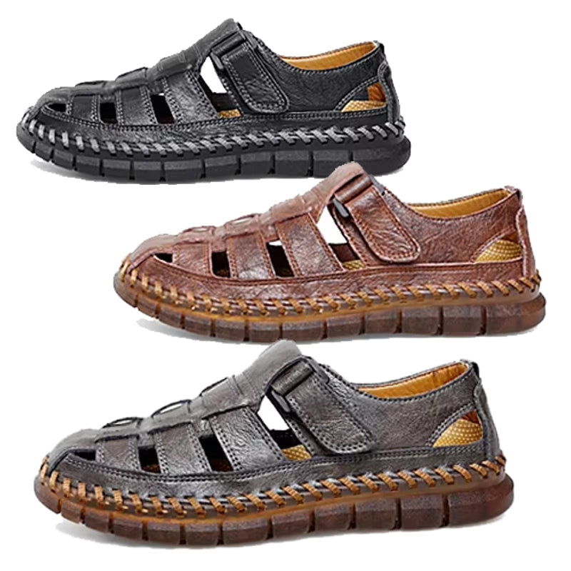 Slip On Split Leather Shoes Men Flats Men Sandals - Tophatter Daily Deals