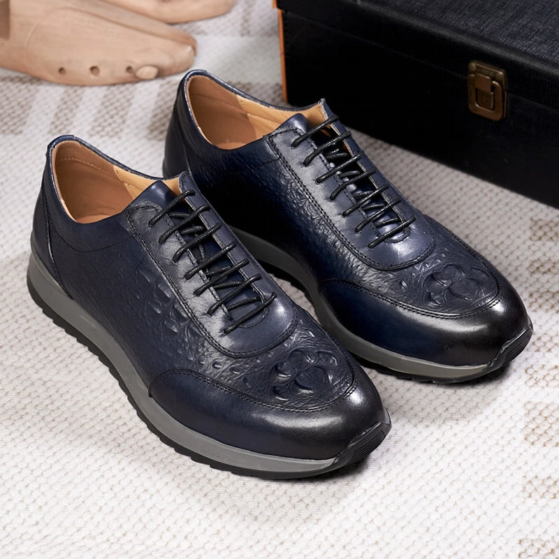 Men Genuine Leather Crocodile Pattern Casual Sneakers Men Dresses Shoes - Tophatter Daily Deals