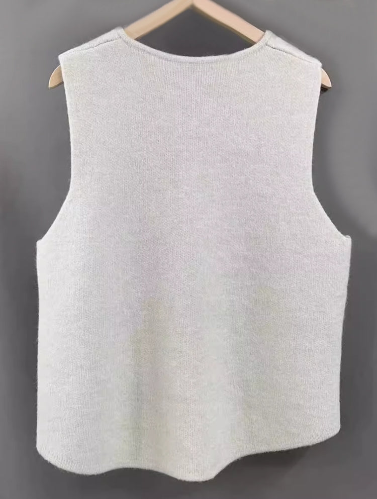 Winter Round Neck Vest Sweater Tops Blouses - Tophatter Daily Deals