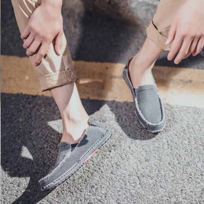 Canvas Loafers Breathable Men Flat Lazy Shoes Loafers - Tophatter Daily Deals