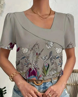 Elegant Loose Blouse Women Shirt Top Gray Blouses - Tophatter Daily Deals