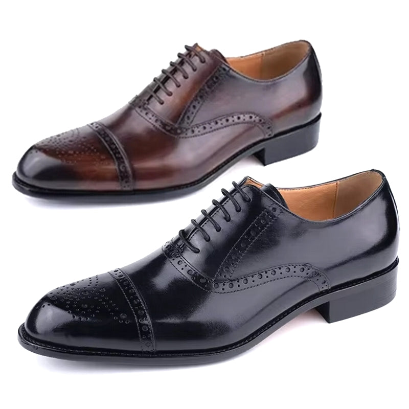 Genuine Cowhide Formal Office Classic Brogue Shoe Men Dresses Shoes - Tophatter Daily Deals