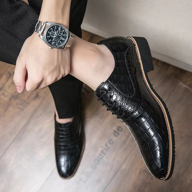 Men Dress Shoes Thick Soled Shoes Anti Skid Oxford Shoes Men Dresses Shoes - Tophatter Daily Deals