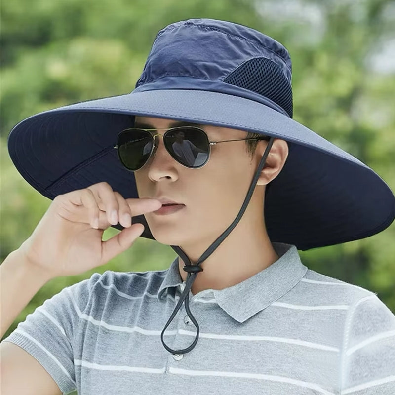 Summer 15CM Large Brim Sun Hat Blue Cap - Tophatter Daily Deals