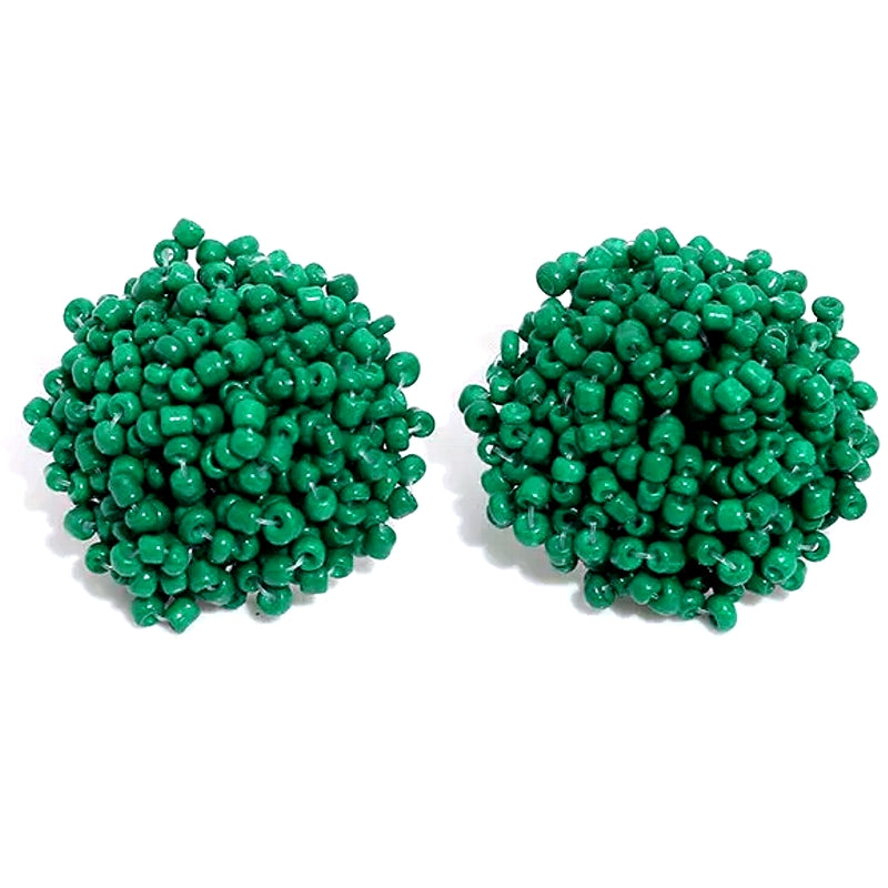 Fashion Handmade Beaded Stud Earrings Green Earrings - Tophatter Daily Deals