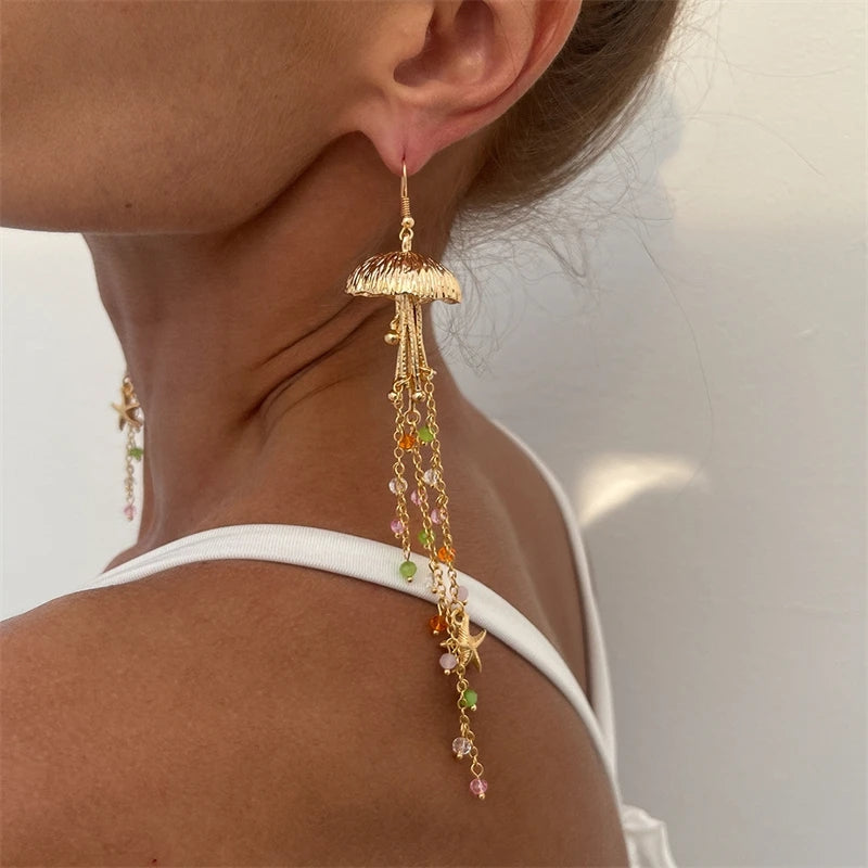 Boho Starfish Scallop Shell Tassel Earrings Scallop Shell Earrings - Tophatter Daily Deals