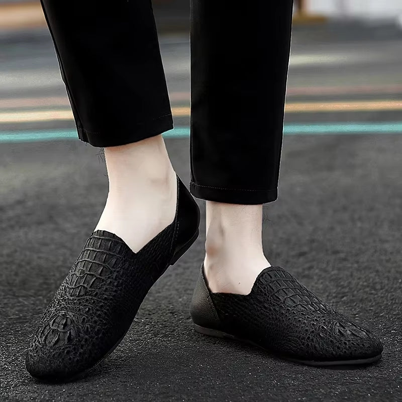 Men Loafer Comfortable Made Crocodile Pattern Shoes Men Dresses Shoes - Tophatter Daily Deals