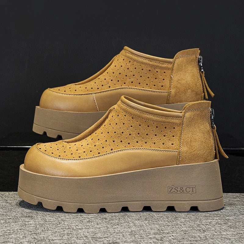 Women Suede Cow Causal Shoes Wedge Flats 6CM Brown Casual Women Shoes - Tophatter Daily Deals