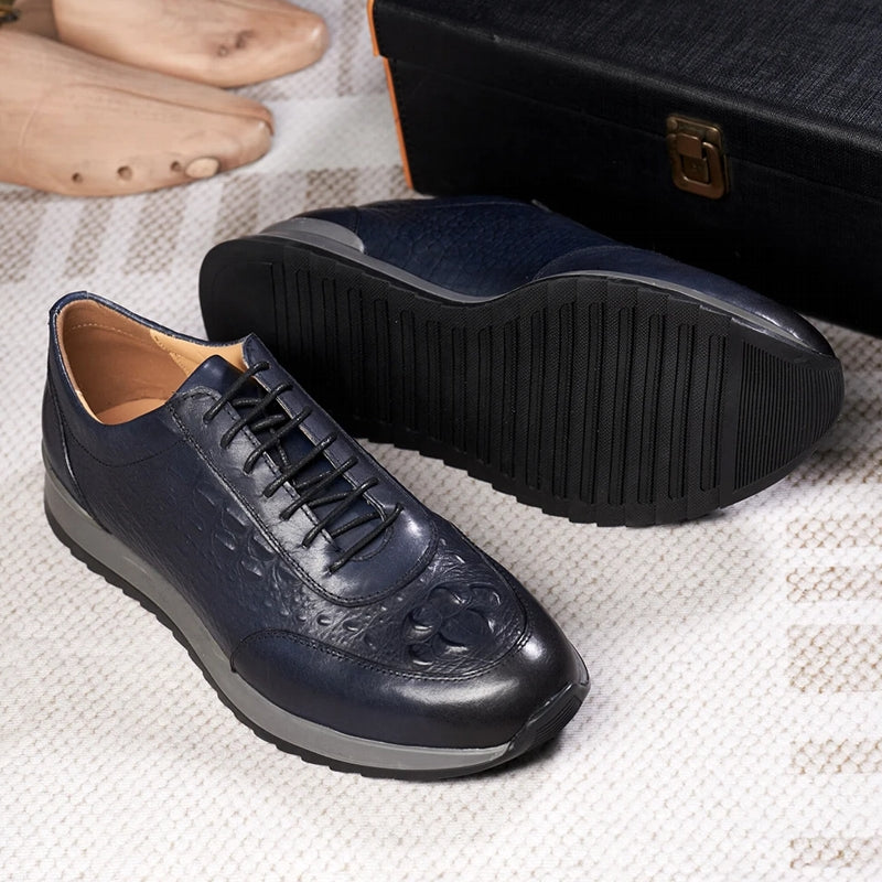 Men Genuine Leather Crocodile Pattern Casual Sneakers Men Dresses Shoes - Tophatter Daily Deals