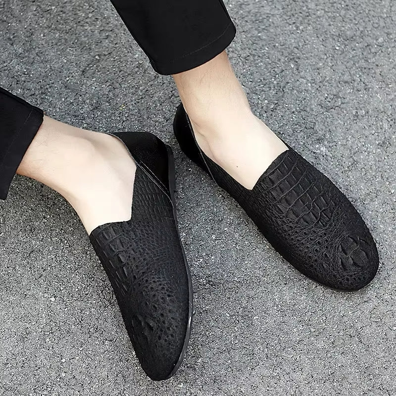Men Loafer Comfortable Made Crocodile Pattern Shoes Men Dresses Shoes - Tophatter Daily Deals