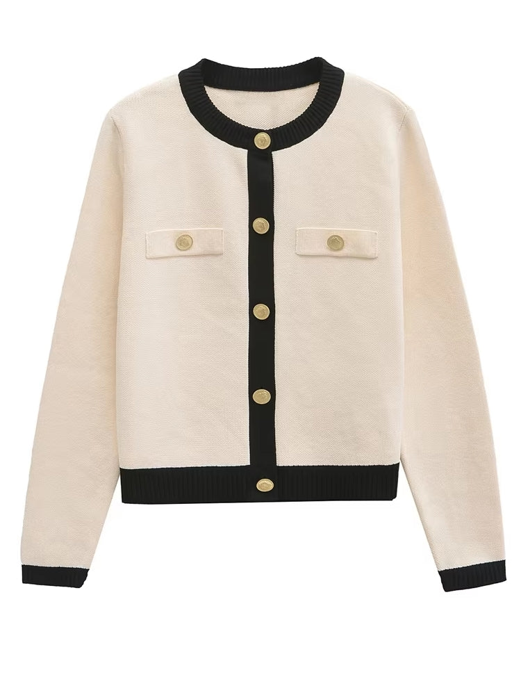 Elegant Women Knitted Cardigan Sweater Beige Blouses - Tophatter Daily Deals