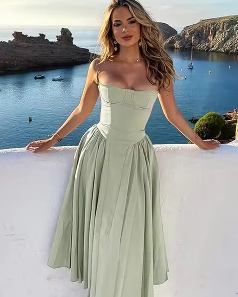 Elegant Events Corset Dress Sexy Strapless Midi Dresses Olive Midi Dresses - Tophatter Daily Deals