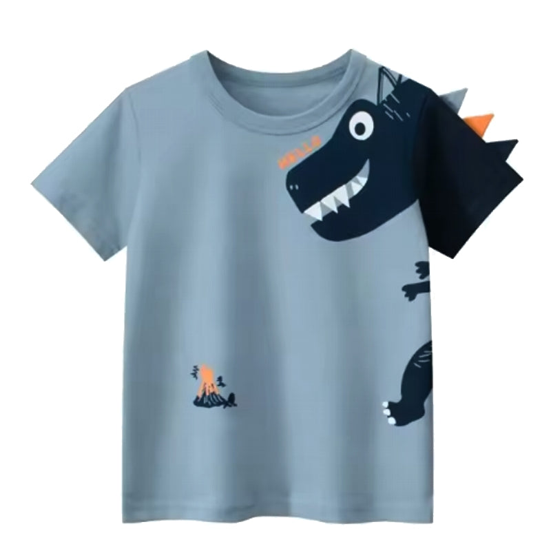Cartoon Dinosaur T-shirts for boys O-neck children Cloth kids clothing - Tophatter Daily Deals