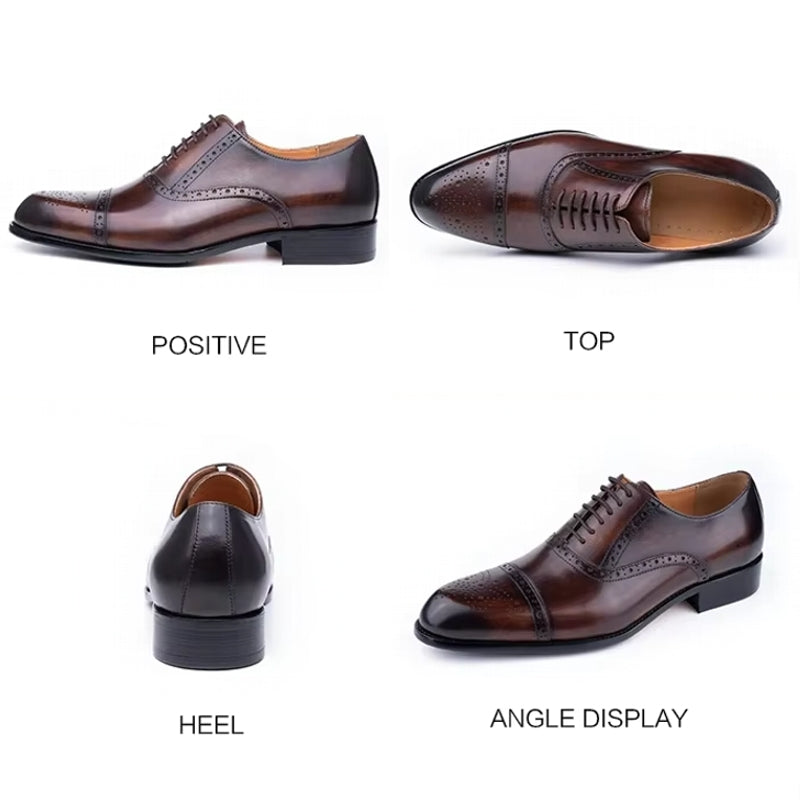 Genuine Cowhide Formal Office Classic Brogue Shoe Men Dresses Shoes - Tophatter Daily Deals