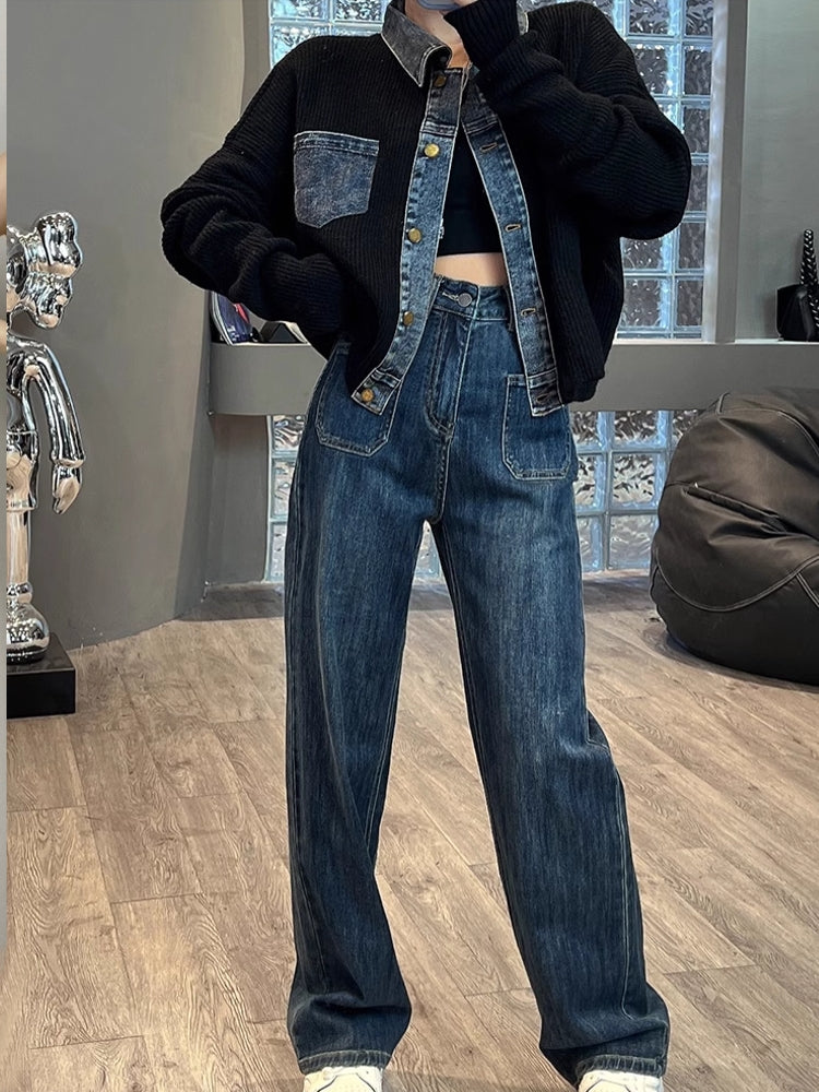 Retro Denim knitted Women Jacket Top Coats & Jackets - Tophatter Daily Deals