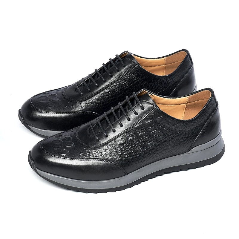 Men Genuine Leather Crocodile Pattern Casual Sneakers Men Dresses Shoes - Tophatter Daily Deals