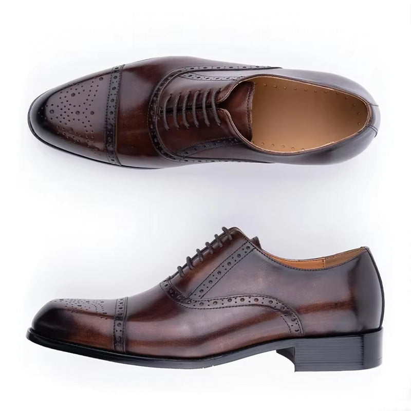 Genuine Cowhide Formal Office Classic Brogue Shoe Men Dresses Shoes - Tophatter Daily Deals
