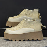 Women Suede Cow Causal Shoes Wedge Flats 6CM Apricot Casual Women Shoes - Tophatter Daily Deals