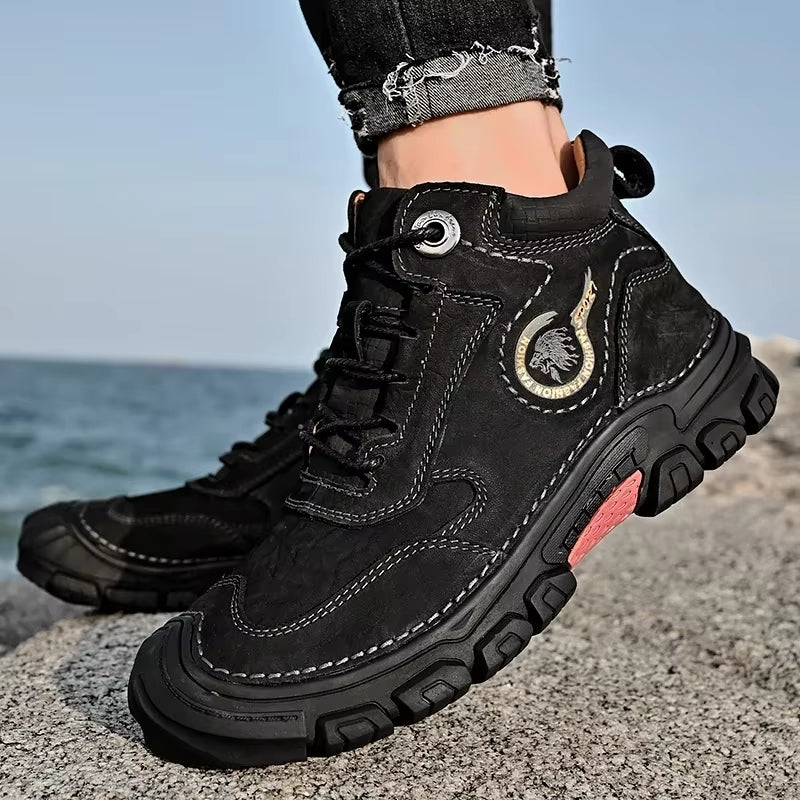 Winter Wear-resistant Ankle Mountaineering Boots Men Dresses Shoes - Tophatter Daily Deals
