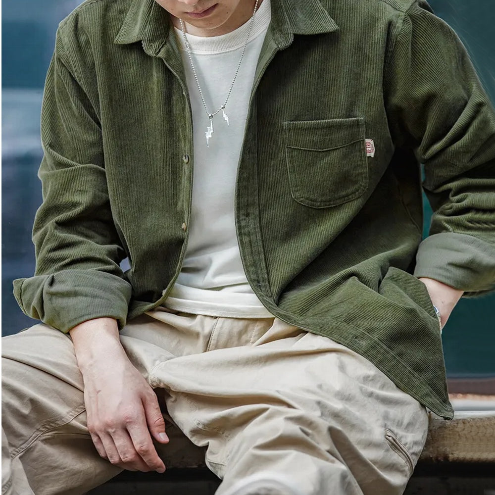 Excellent Corduroy Men's Shirt Long Sleeve Fleece Jacket Men Jackets - Tophatter Daily Deals