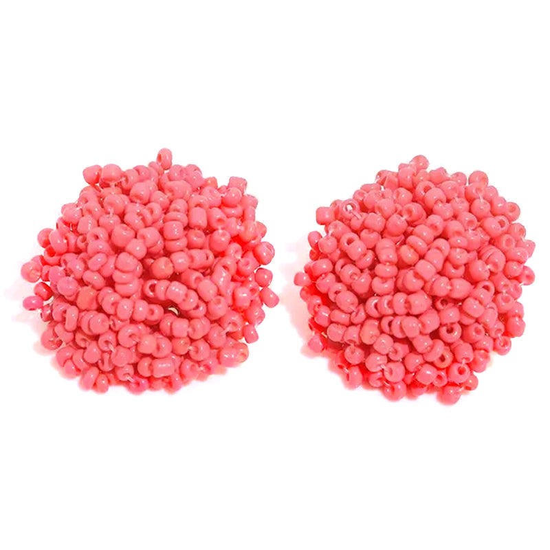 Fashion Handmade Beaded Stud Earrings Pink Earrings - Tophatter Daily Deals