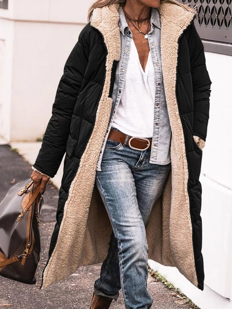 Fashion Winter Hooded Solid Reversible Thick Coat Black Coats & Jackets - Tophatter Daily Deals