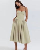 Elegant Events Corset Dress Sexy Strapless Midi Dresses Cyan Midi Dresses - Tophatter Daily Deals