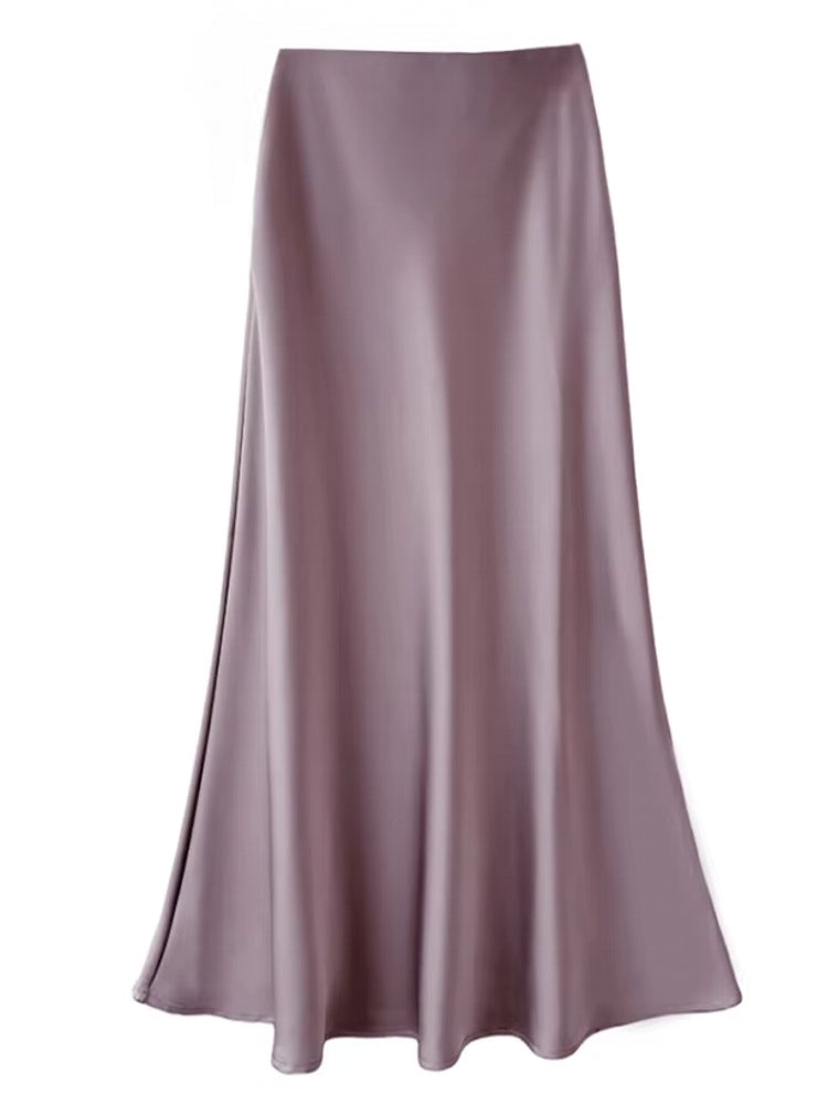 Smooth and silky Hip Wrap Zipper Skirt For Office Lady Purple Midi Dresses - Tophatter Daily Deals